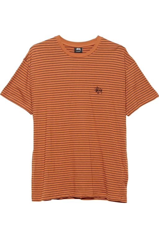 Stussy Mens Sassafras Stripe T Shirt Brown - HQDSR5967